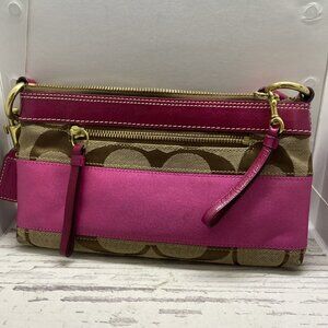 Coach Mo626-10120 Signature Stripe Demi Handbag in Pink & Khaki